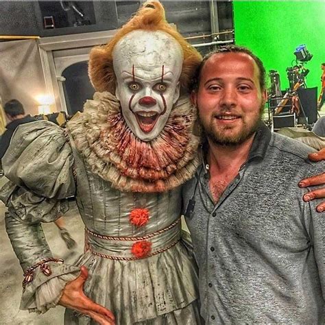 Bill Skarsgård On The Set Of It Showing Pennywises Cross Eyed Stare