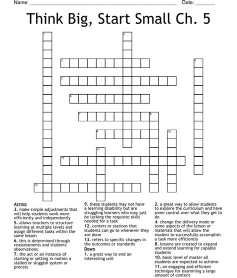 Think Big Start Small Ch 5 Crossword Wordmint