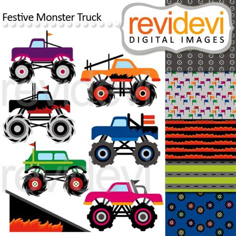 It's no surprise that this. Festive Monster Truck - digital papers and truck graphics ...