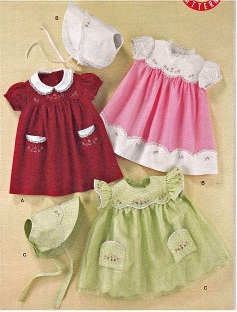 Sewing Pattern Vintage 50s Style Baby Dresses Bonnet Girl Clothes