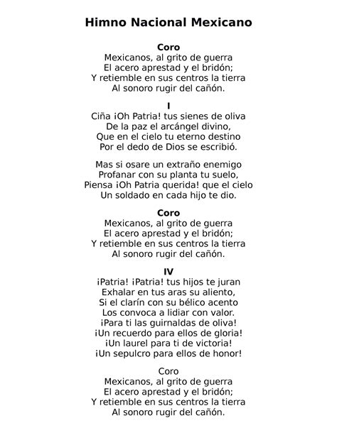 Himno Nacional Mexicano Himno Nacional Mexicano Coro Mexicanos Al