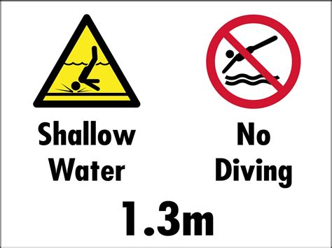 Shallow Water No Diving 13m Sign New Signs