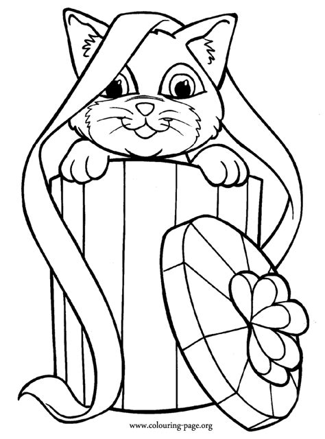 Our farm coloring pages are a great accompaniment to any animal lesson at home, preschool, or even the 1st grade. Cats and Kittens - Adorable cat inside a gift box coloring ...