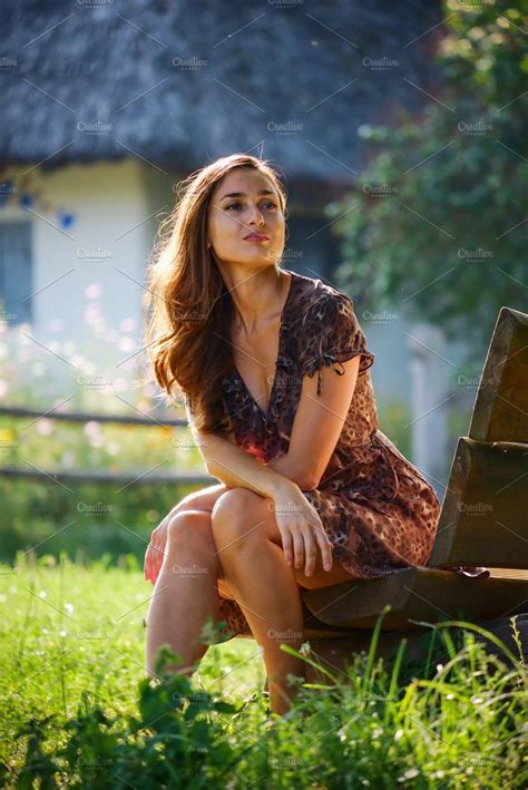 Beautiful Girl Sitting On A Bench By Blacklight On Creativemarket Portrait Photography Poses