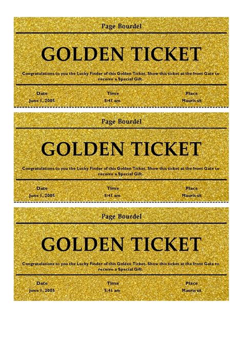 Golden Ticket Template Free Printable Templates