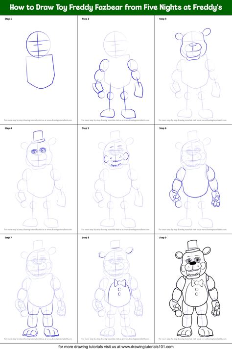 How To Draw Freddy Fazbear From Five Nights At Freddys Printable