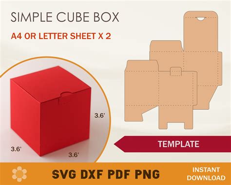 Cube Box Svg Template Square Box Template T Box Cricut Etsy Canada