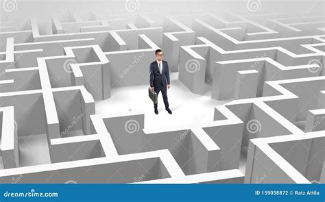 Businessman Standing In A Middle Of A Maze Stock Photo Image Of Plan