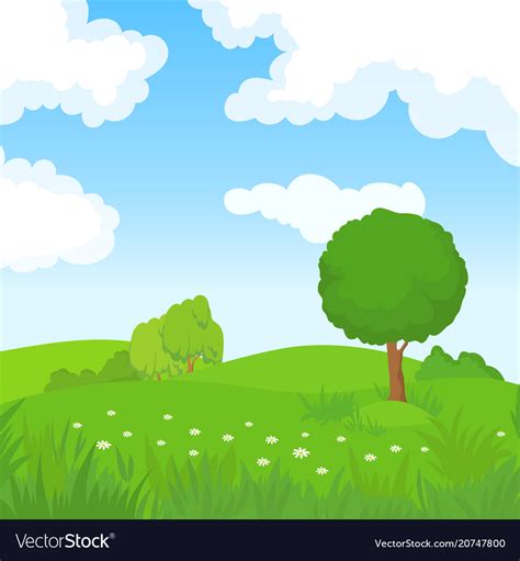 Cartoon Sky And Grass Background