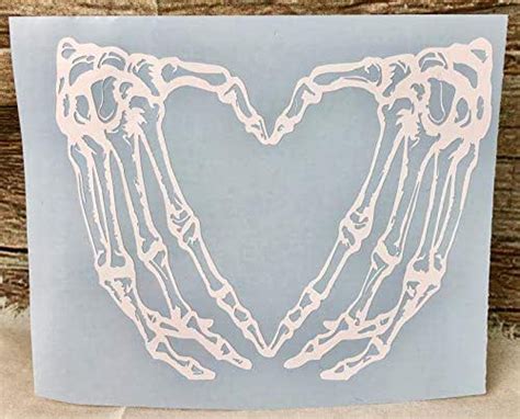 Skeleton Hands Heart White Vinyl Decals New T