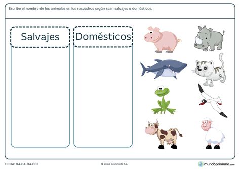 La ficha se puede colorear. Ficha de animales para primaria