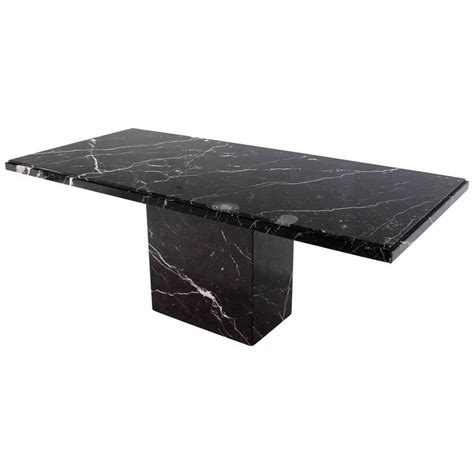 Single Pedestal Black Marble Top Dining Table At 1stdibs Black Marble