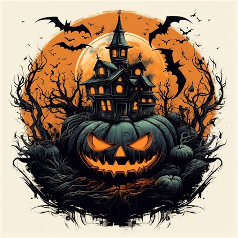 Premium Ai Image Halloween Pumpkins In Graveyard A Spooky Forest At