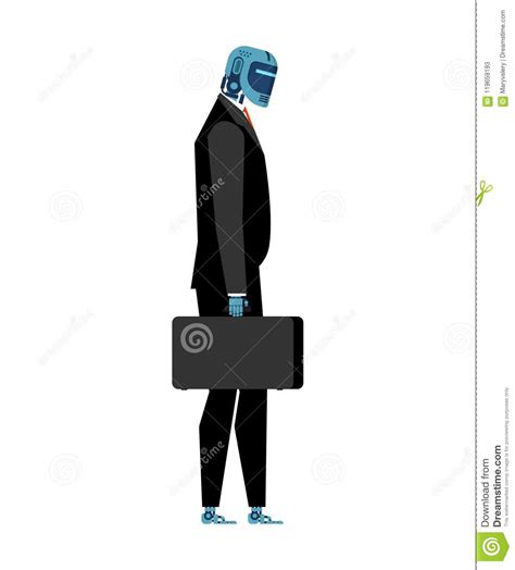 Cyborg Businessman Face Pinup Pop Art Vector 264892723