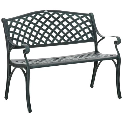 Buy Outsunny Metal Garden Bench For Front Porch Loveseat Like 2 Person