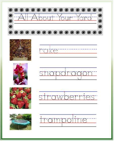 All About Your Yard Handwriting Idea From Startwrite Improving