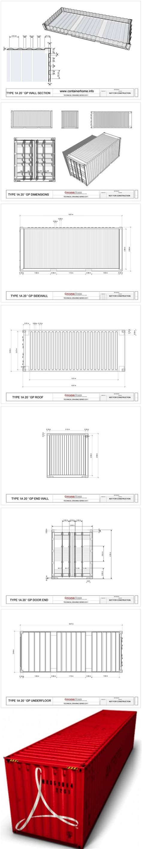 Free Shipping Container Technical Drawing Package Inside