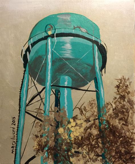 Water Tower In Oak Island 8x10 Acrylics On Canvas Board January 2015