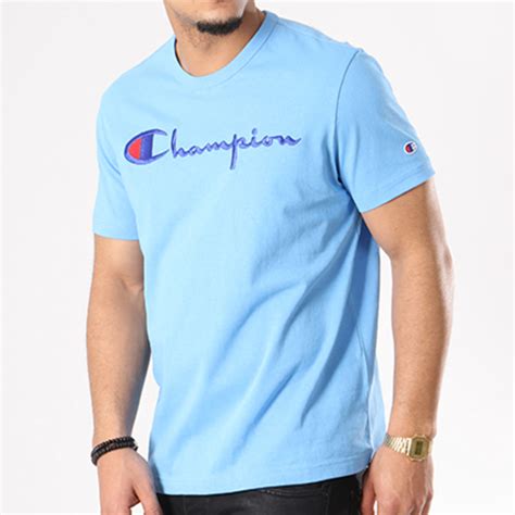 Champion Tee Shirt Script Logo 210972 Bleu Clair