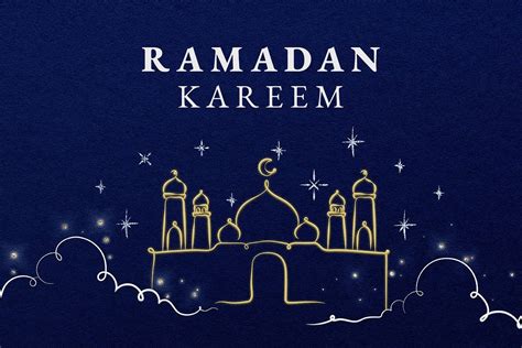 Editable Ramadan Banner Template Psd With Arabic Architecture On Blue