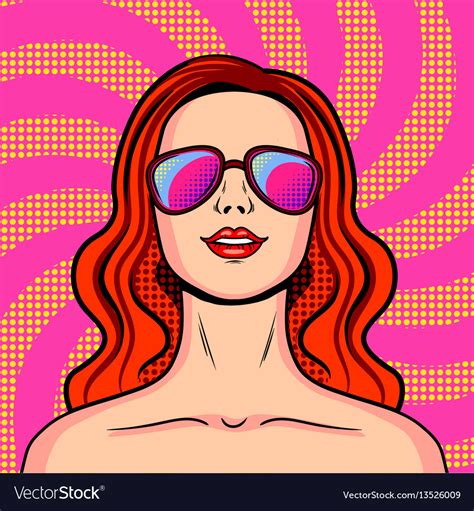 Young Girl In Pink Glasses Pop Art Royalty Free Vector Image