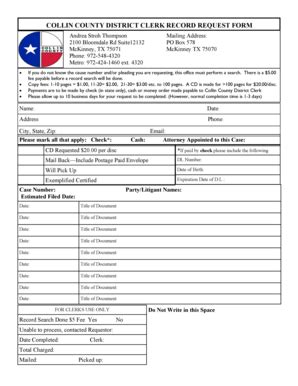 Fillable Online Collincountytx Collin County District Clerk Record