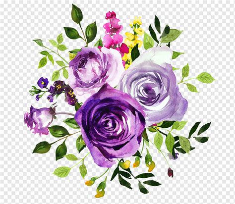 Purple Watercolor Flowers Svg