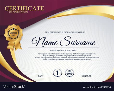 Creative Certificate Appreciation Award Templat Vector Image