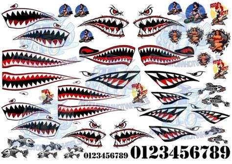 Shark Mouth And Bomber Girl Army Waterslide Decals For Model Cars In