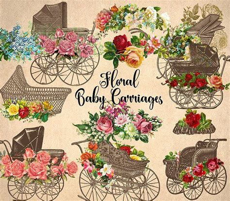 Floral Baby Carriages Clipart With Images Floral Graphic Design