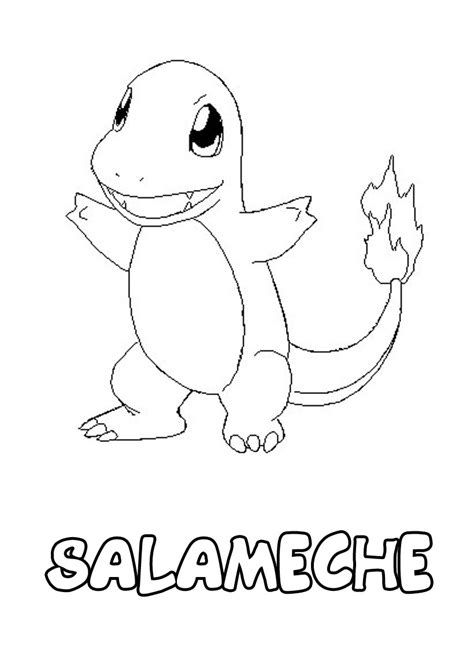Un coloriage du pokémon salameche à colorier en ligne ou à imprimer. Coloriage Pokemon à imprimer