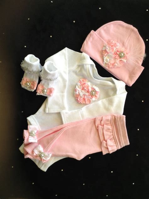 Newborn Baby Girl Take Home Outfit Complete With Pink Heart