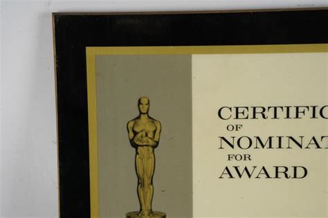 Lot Academy Award Certificate Of Nomination