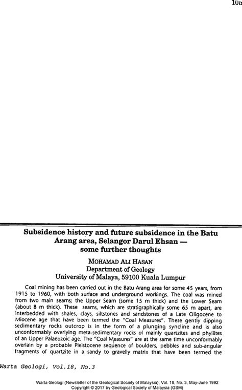 Aapg Datapagesarchives Abstract Subsidence History And Future