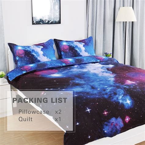 Piccocasa 3d Polyester Galaxy Duvet Quilt Cover Bedding Sets Twin Blue