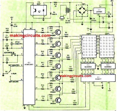 Digital Clock Circuit Diagram Using Led Display Circuit Diagram
