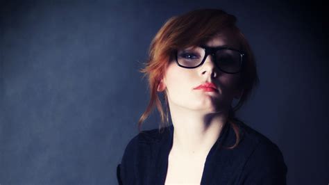 Redhead Women Nerds Women With Glasses Glasses Face Model Blue Background Wallpaper Resolution