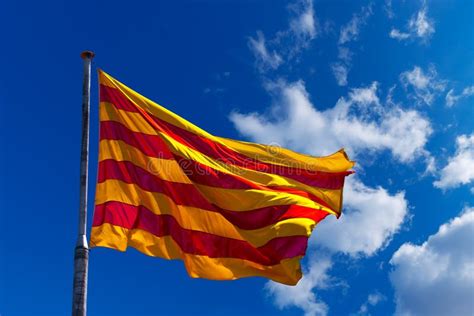 Catalonia Flag On Blue Sky Stock Image Image Of Destination 42228657