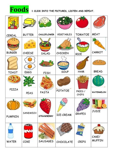 Foods Ficha Interactiva Food Flashcards English Lessons For Kids