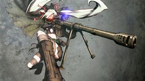 Anime Girls Guns M200 Original Characters Red Eyes Rifles Sniper Snipers Twintails Upscaled