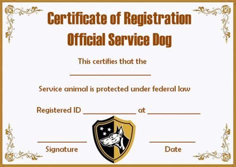 Blank Free Printable Service Dog Certificate Free Printable Templates