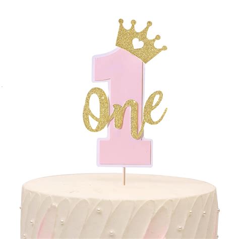 Buy One Cake Topper For Baby Girls Pink And Gold Cake Topper For 1st