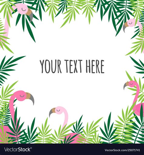 Tropical Leaves And Flamingo Summer Text Banner Vector Image