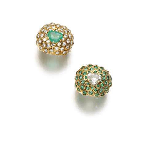486 Two Emerald And Diamond Rings René Boivin 1950s