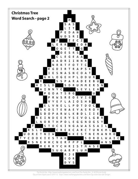 Christmas Tree Word Search Free Puzzle Christmas Tree Christmas