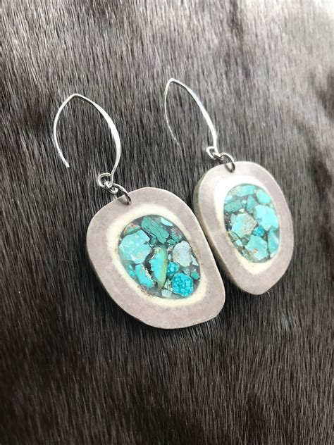 Turquoise Inlaid Caribou Antler Earrings