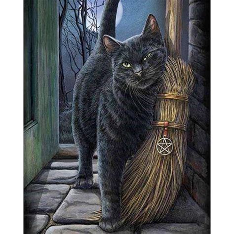 Witches Familiar Black Cat Pentacle Diamond Painting Kit Black Cat