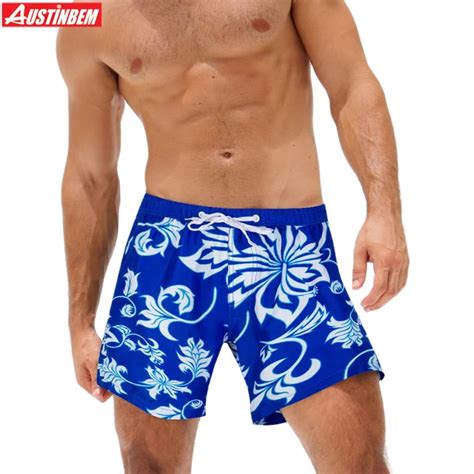 Austinbem New 6 Printed Beach Shorts Men Swimwear Sexy Sunga Masculina