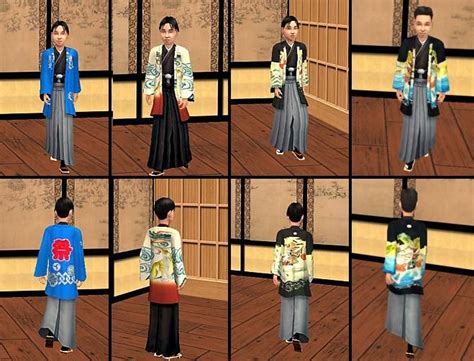 4 Recolours Of Hakama Outfits For Children Sims 4 Sims 4 Collections