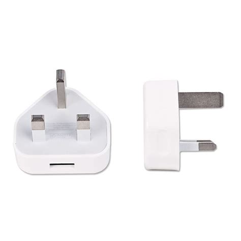 White Uk Plug 3 Pin Mains Charger Adapter Plug 5v 1a Uk Usb Wall
